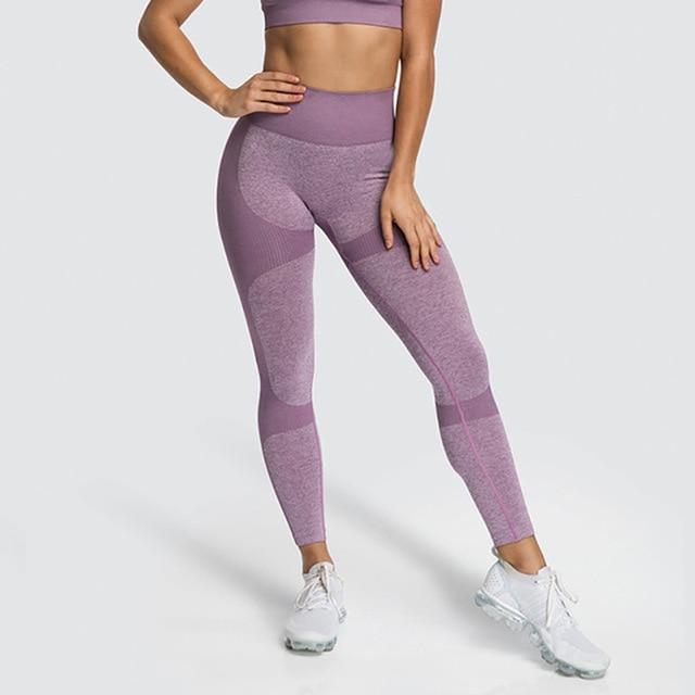 Push Up Leggings - Seamless Gym Workout Breathable Leggings - MomyMall PURPLE / S