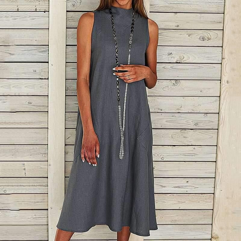 Sleeveless Maxi Dress With Pockets - MomyMall