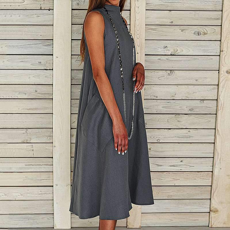 Sleeveless Maxi Dress With Pockets - MomyMall