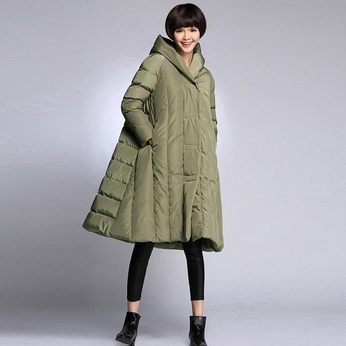 Hooded Down Coat - Flared Oversized Coat