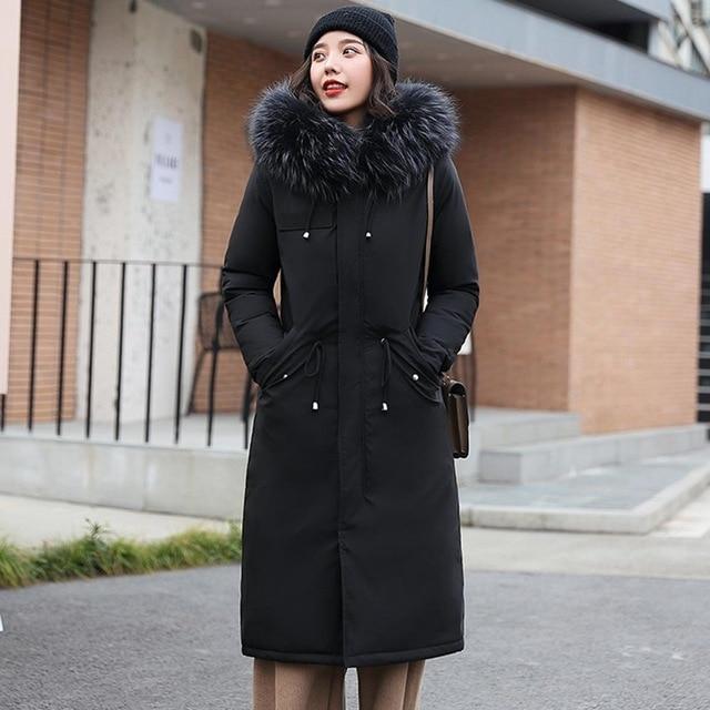 Faux Fur Lined Coat - Long Parka With Faux Fur Hood