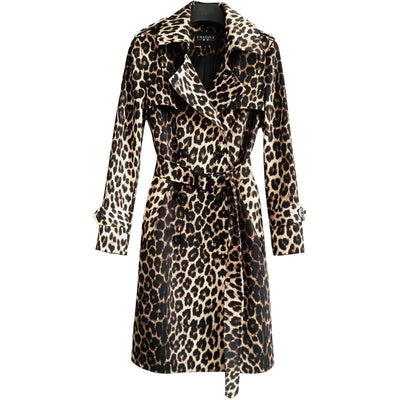 Trench-coat à double boutonnage imprimé léopard grande taille avec ceinture