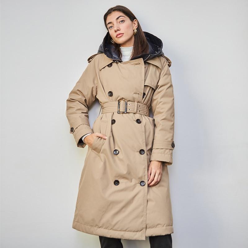 Winter Duck Down Trench Coat - Double Breasted Trench Coat