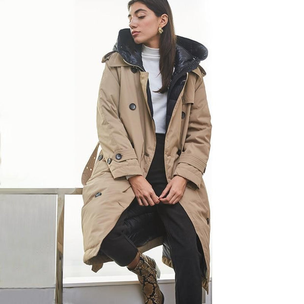 Winter Duck Down Trench Coat - Double Breasted Trench Coat