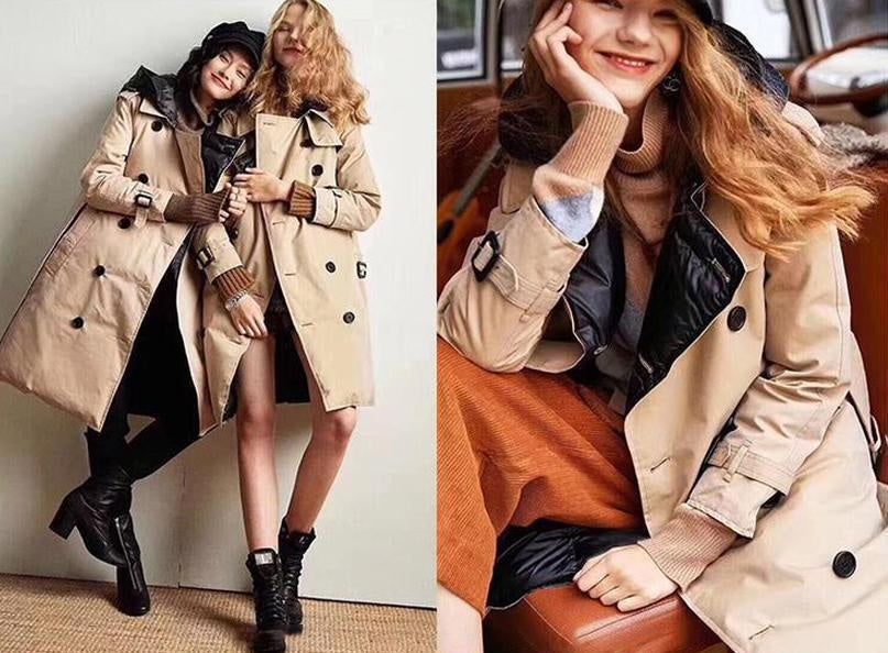 Winter Duck Down Trench Coat - Double Breasted Trench Coat