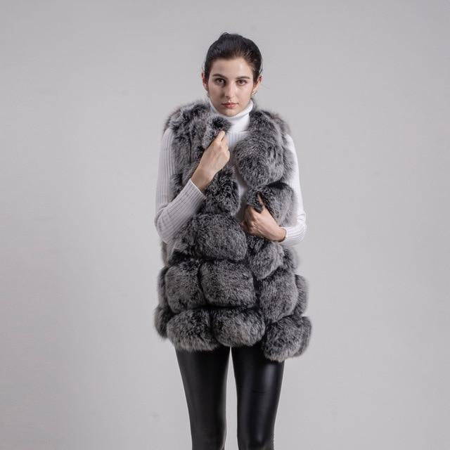 Plus Size Faux Fur Bubble Gilet - Sleeveless Luxury Long Gilet