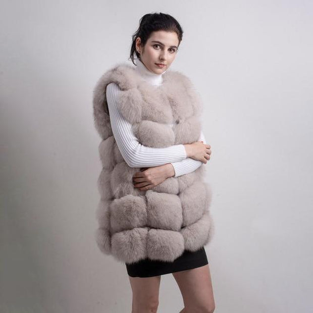 Plus Size Faux Fur Bubble Gilet - Sleeveless Luxury Long Gilet