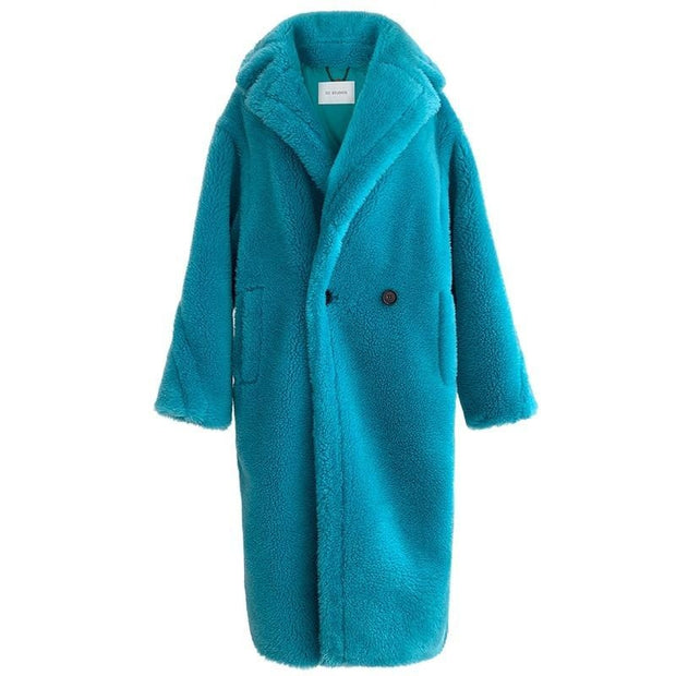 Long Faux Fur Teddy Bear Coat - Warm Faux Fur Midi Coat