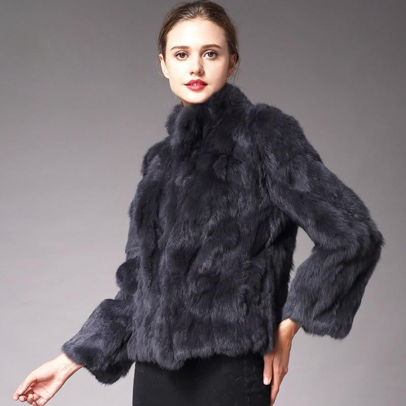 Short Faux Fur Coat With High Collar