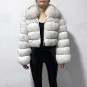 Bubble Coat - Zip Up Faux Fur Crop Coat
