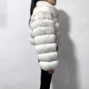 Short Style Zip Up Faux Fur Crop Coat With Collar