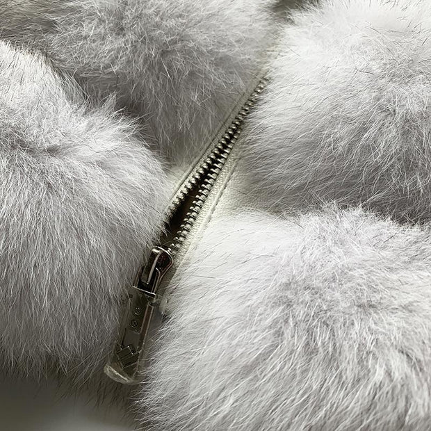 Short Style Zip Up Faux Fur Crop Coat With Collar