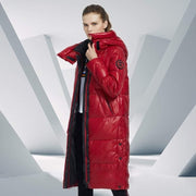 Long Knee Length Thick Winter Coat WIth Stand Collar & Hood