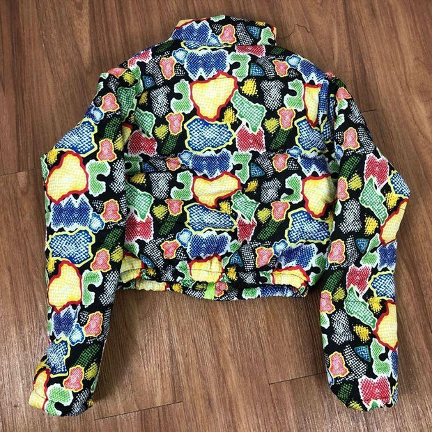 Plus Size Colourful Crop Puffer Jacket