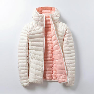 Ultra Light Hooded Quilted Jacket with Contrast Lining