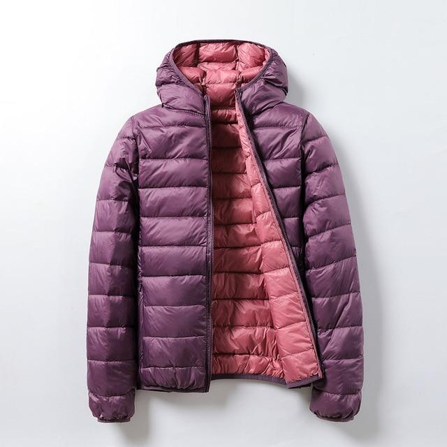 Ultra Light Hooded Quilted Jacket with Contrast Lining