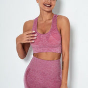 Seamless Yoga Sports Bra With Laser Cut Out Detail - MomyMall PINK / S