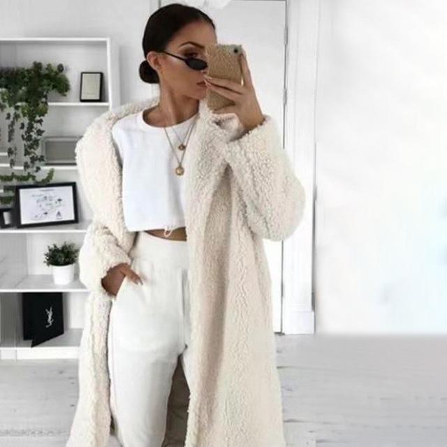 Plus Size Teddy Coat - Long Faux Fur