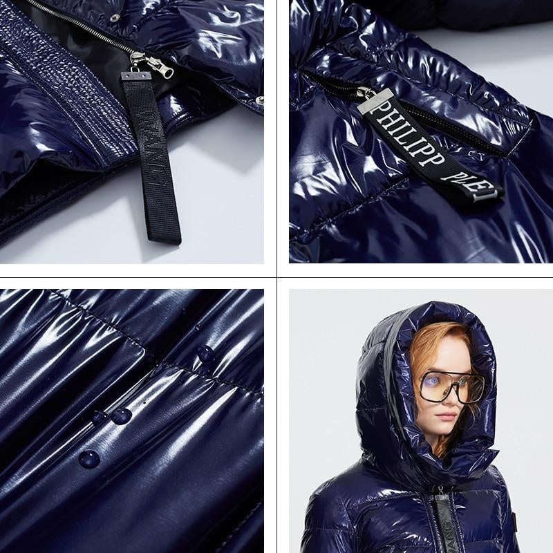 Glossy Down Puffer Jacket With Hood