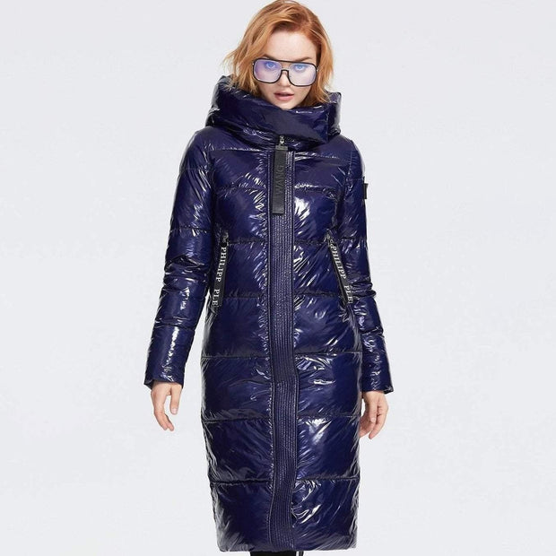 Glossy Down Puffer Jacket With Hood