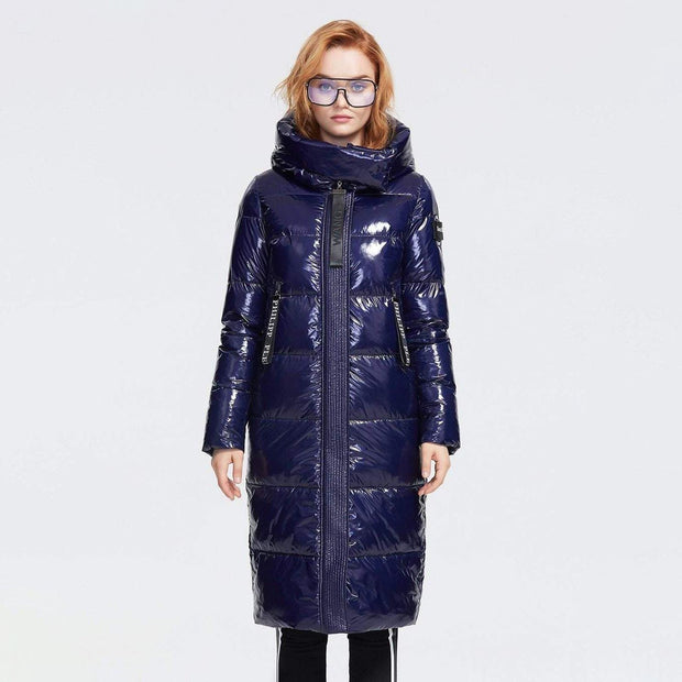 Glossy Down Puffer Jacket With Hood