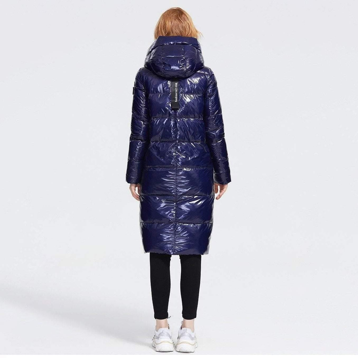 Glossy Down Puffer Jacket With Hood