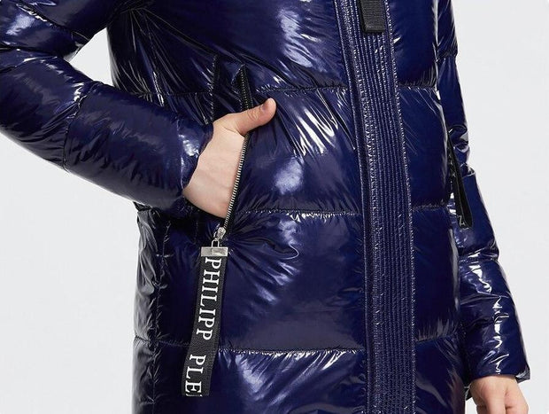 Glossy Down Puffer Jacket With Hood