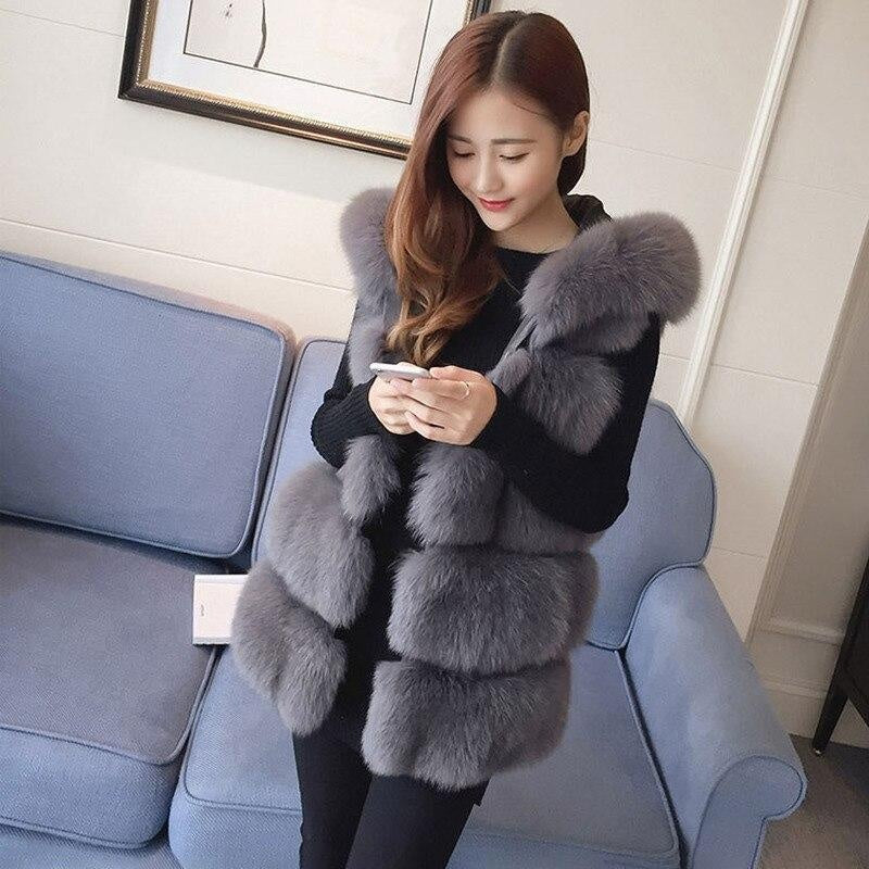 Sleeveless Faux Fur Hooded Coat