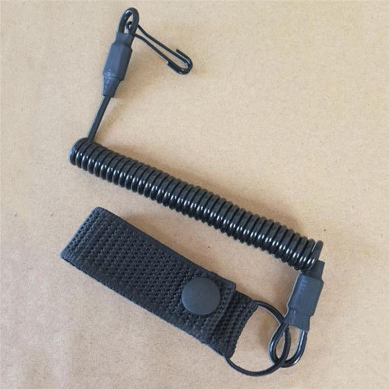 Tactical Anti-lost Elastic Lanyard Rope Military Spring Safety Strap Gun Rope For Key Ring Chain Flashlight Hunting Accessories - MomyMall