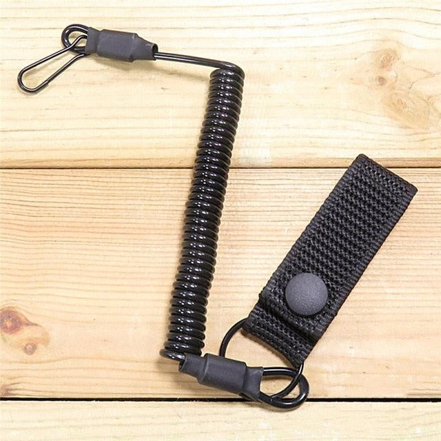 Tactical Anti-lost Elastic Lanyard Rope Military Spring Safety Strap Gun Rope For Key Ring Chain Flashlight Hunting Accessories - MomyMall A Black