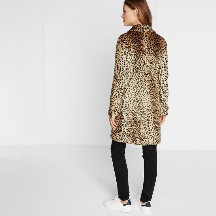 Faux Fur Leopard Trench Coat