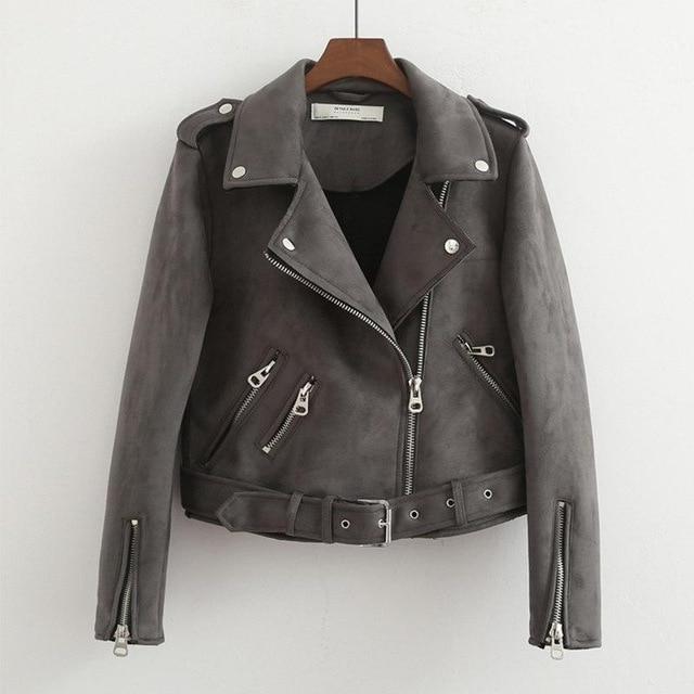 Faux Suede Biker Jacket