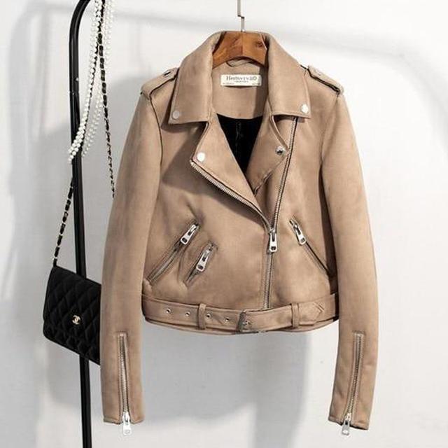 Faux Suede Biker Jacket