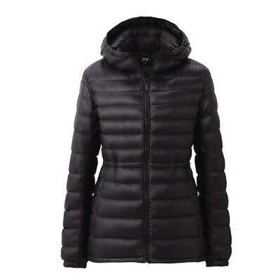 Hooded Ultra Light Down Jacket With Drawstring Waist