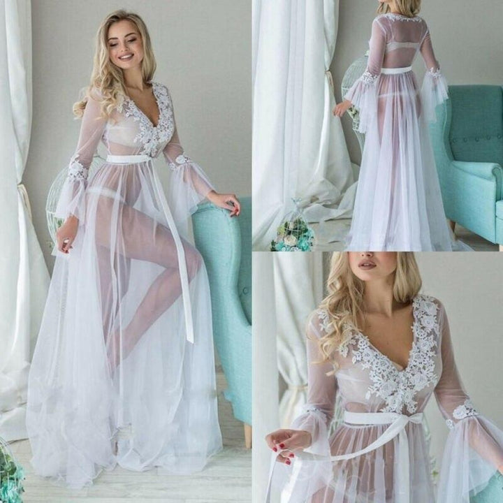 Embroidered French Lace Bridal Nightgown - Wedding Sleepwear Honeymoon Gown - MomyMall