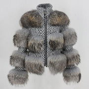 Faux Fur Panel Coat - Short Style Bubble Coat