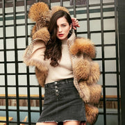 Faux Fur Panel Coat - Short Style Bubble Coat