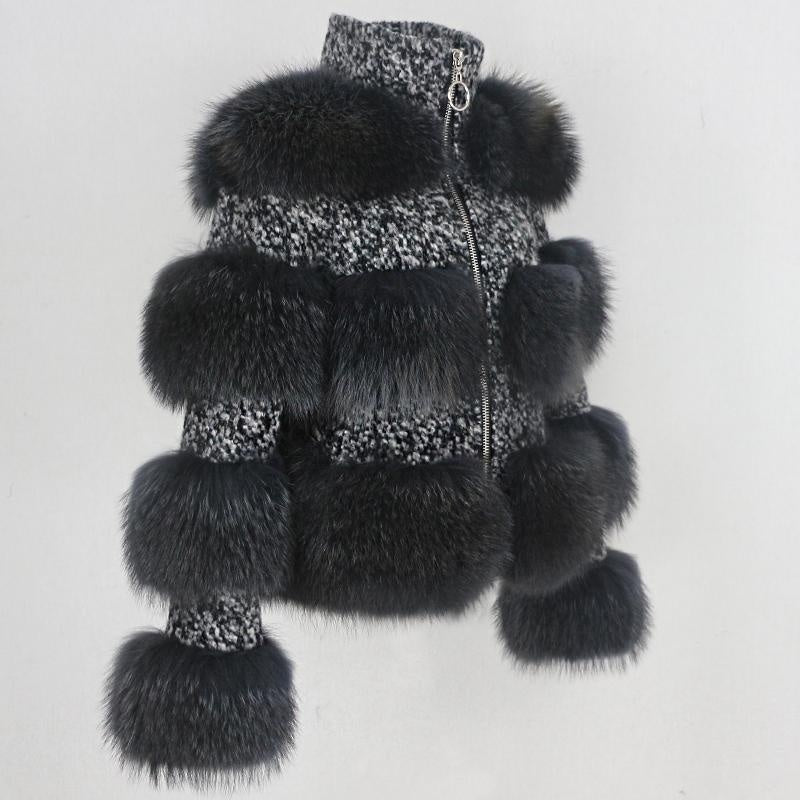 Faux Fur Panel Coat - Short Style Bubble Coat