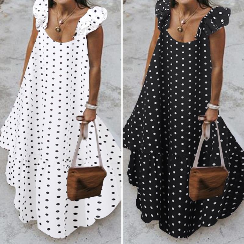 Polka Dot Maxi Smock Dress - Tiered Polka Summer Smock Dress - MomyMall