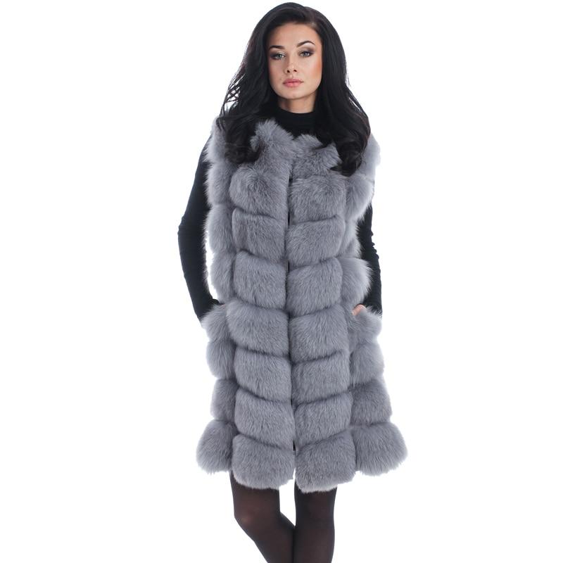 Long Faux Fur Vest - Long Sleeveless Faux Fur Coat