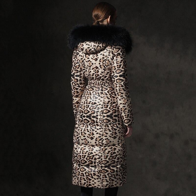 Belted Leopard Print Winter Coat With Faux Fur Hood