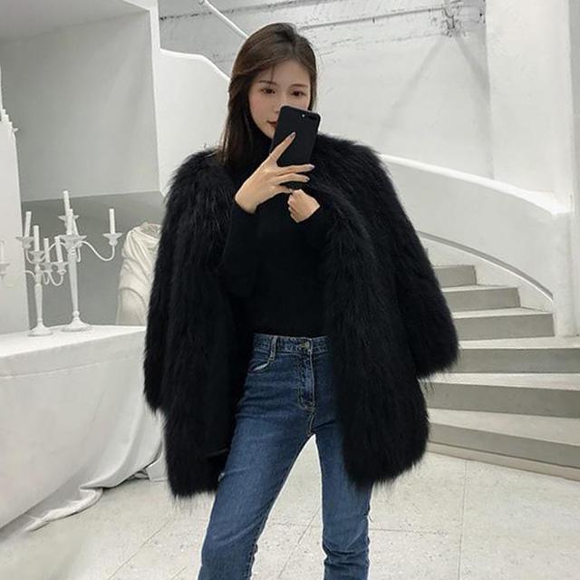 Faux Fur Coat - Shaggy Mid Thigh Length Coat