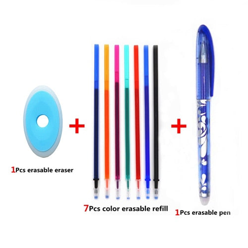 Erasable Pen Set 0.5mm Blue Black Color Ink Writing Gel Pens Washable handle for School Office Stationery Supplies