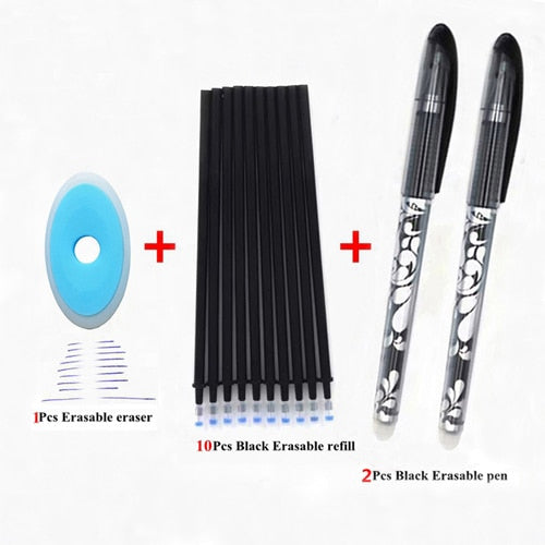 Ensemble de stylos effaçables 0.5mm bleu noir couleur écriture Gel stylos poignée lavable pour fournitures de papeterie de bureau scolaire