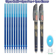 Löschbares Stiftset, 0,5 mm, blau-schwarze Farbtinte, Schreibgelstifte, waschbarer Griff für Schulbüro-Schreibwaren