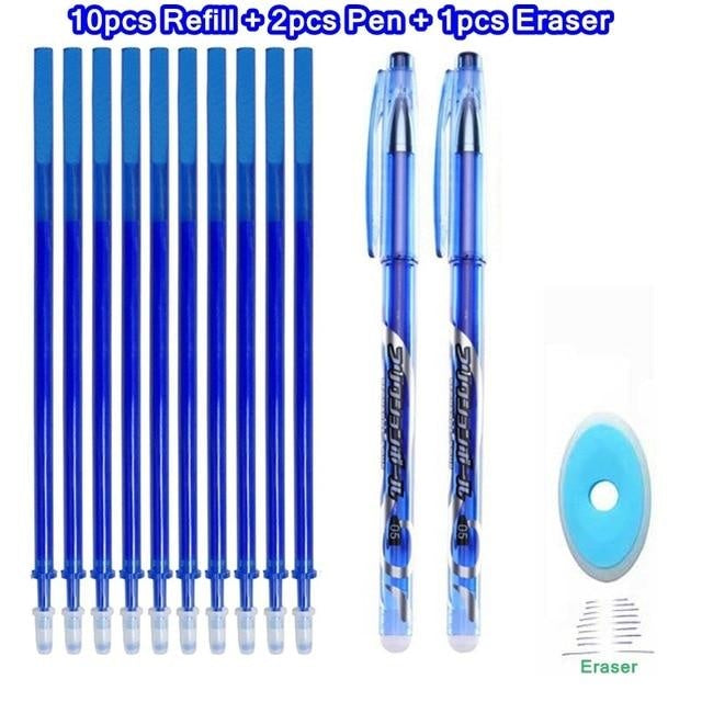 Erasable Pen Set 0.5mm Blue Black Color Ink Writing Gel Pens Washable handle for School Office Stationery Supplies