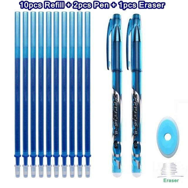 Erasable Pen Set 0.5mm Blue Black Color Ink Writing Gel Pens Washable handle for School Office Stationery Supplies