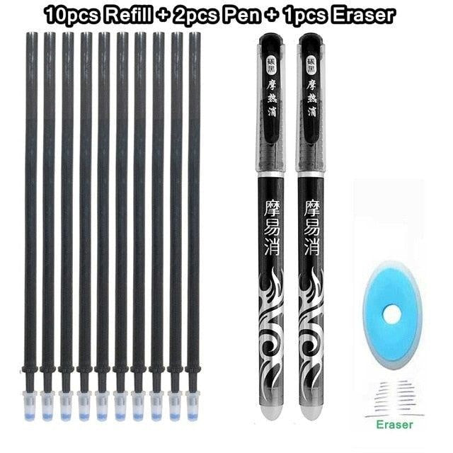 Erasable Pen Set 0.5mm Blue Black Color Ink Writing Gel Pens Washable handle for School Office Stationery Supplies
