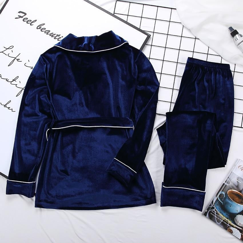 Velvet Robe and Pants Pyjama Set - MomyMall