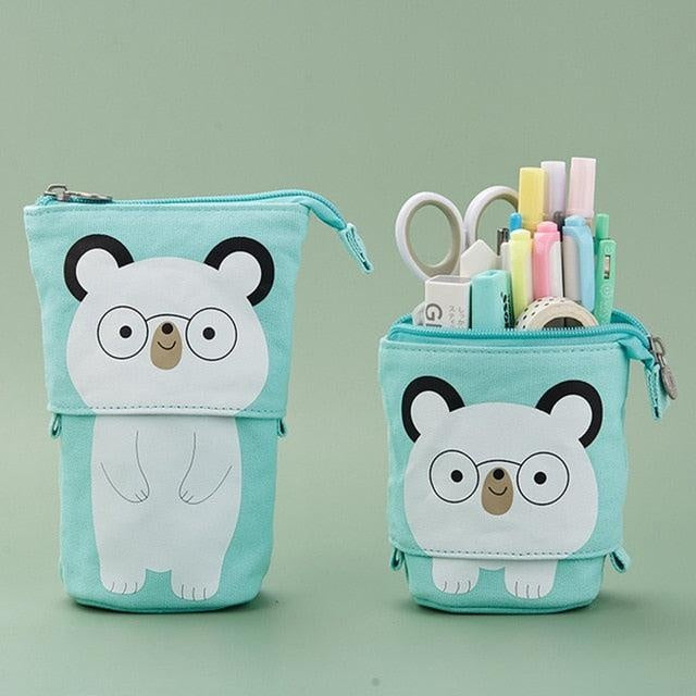 Flexible Big Cat Pencil Case Fabric Quality School Supplies Stationery Gift School Cute Pencil Box Pencilcase Pencil Bag - MomyMall Black